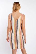 Load image into Gallery viewer, MULTI STRIPE LINEN BLEND SHIFT DRESS - Allsport
