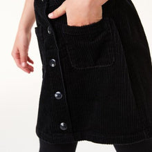 Load image into Gallery viewer, Black Button Through Cord Skirt (3-12yrs) - Allsport
