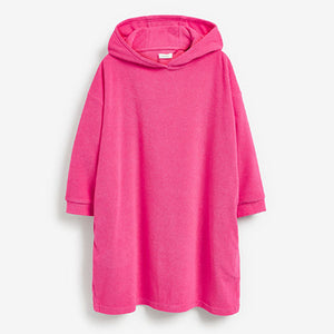 Pink Oversized Long Sleeved Towelling Poncho (3-13yrs)
