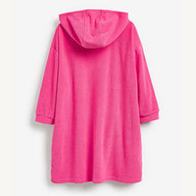 Load image into Gallery viewer, Pink Oversized Long Sleeved Towelling Poncho (3-13yrs)
