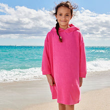 Load image into Gallery viewer, Pink Oversized Long Sleeved Towelling Poncho (3-13yrs)

