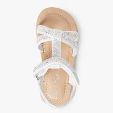 Load image into Gallery viewer, White Glitter T-Bar Occasion Sandals (Younger Girls) - Allsport
