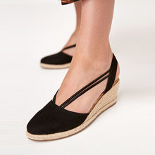 Load image into Gallery viewer, Black Forever Comfort® Closed Toe Espadrille Low Wedge Sandals - Allsport
