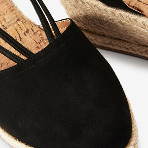 Black Forever Comfort® Closed Toe Espadrille Low Wedge Sandals - Allsport