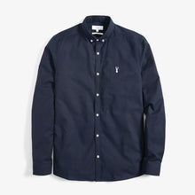 Load image into Gallery viewer, Blue Navy Slim Fit Long Sleeve Stretch Oxford Shirt - Allsport
