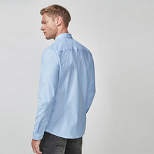 Load image into Gallery viewer, Light Blue Slim Fit Long Sleeve Stretch Oxford Shirt
