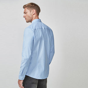 Light Blue Slim Fit Long Sleeve Stretch Oxford Shirt