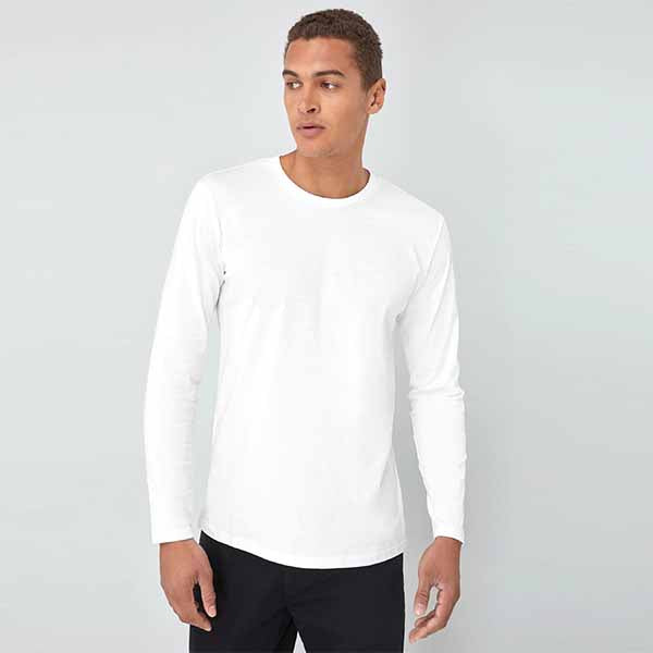 White Regular Fit Long Sleeve Crew Neck T-Shirt