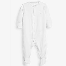 Load image into Gallery viewer, White 3 Pack Organic Cotton Sleepsuits (0-12mths) - Allsport
