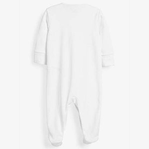 White 3 Pack Organic Cotton Sleepsuits (0-12mths) - Allsport