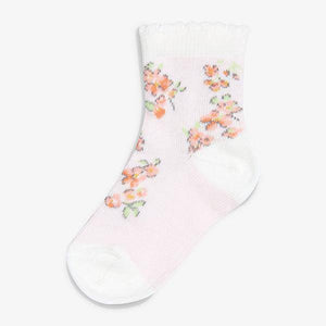 Pink Floral Socks Five Pack (0mth-2yrs) - Allsport
