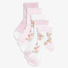 Load image into Gallery viewer, Pink Floral Socks Five Pack (0mth-2yrs) - Allsport
