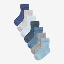 Load image into Gallery viewer, Blue 7 Pack Rib Baby Socks (0mths-2yrs) - Allsport
