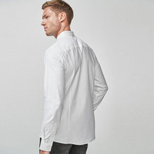 Load image into Gallery viewer, White Slim Fit Long Sleeve Stretch Oxford Shirt - Allsport
