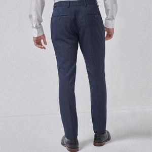Navy/Black Slim Fit Check Suit: Trousers - Allsport