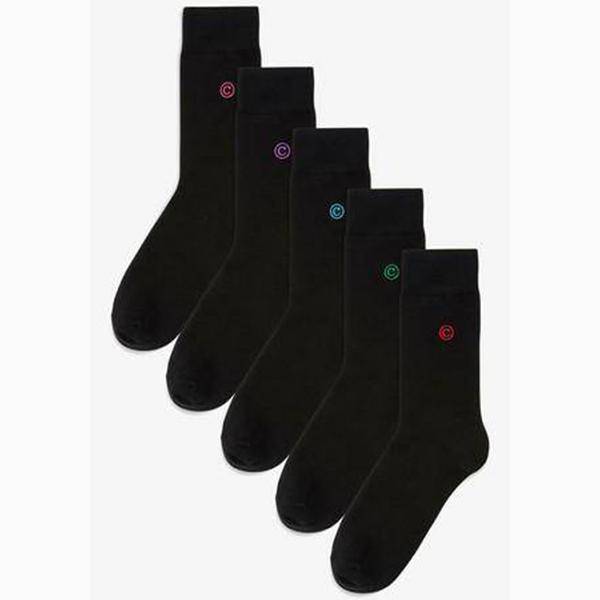 Monogram Embroidered Socks Five Pack - Allsport