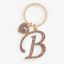Load image into Gallery viewer, Rose Gold Glitter Initial Keyring - Allsport
