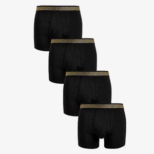 Black Gold Pattern Waistband A-Fronts Four Pack - Allsport