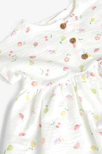 Ecru Fruit Print Jersey Dress  (up to 18 months) - Allsport