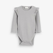 Load image into Gallery viewer, 2 Pack Frill Sleeve Bodysuits Grey/Ecru (First size - 18 mths) - Allsport

