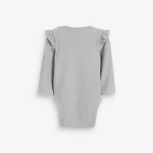 Load image into Gallery viewer, 2 Pack Frill Sleeve Bodysuits Grey/Ecru (First size - 18 mths) - Allsport
