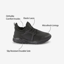 Load image into Gallery viewer, Black Sole Elastic Lace Trainers  (Older Boys) - Allsport
