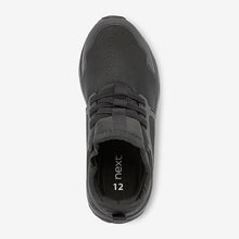 Load image into Gallery viewer, Black Sole Elastic Lace Trainers  (Older Boys) - Allsport

