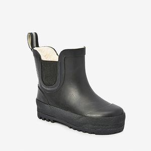 Black Warm Lined Ankle Wellies
