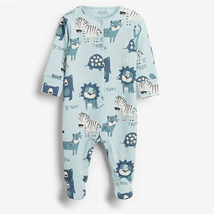 Blue Lion 3 Pack Embroidered Baby Sleepsuits (0mths-12mths)