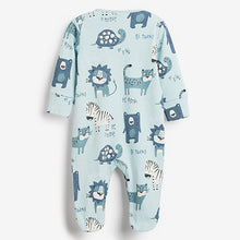 Load image into Gallery viewer, Blue Lion 3 Pack Embroidered Baby Sleepsuits (0mths-12mths)
