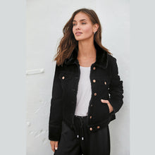 Load image into Gallery viewer, Black Faux Fur Lined Cord Jacket - Allsport
