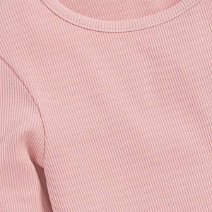 Pink Long Sleeve Ribbed Top (3-12yrs) - Allsport