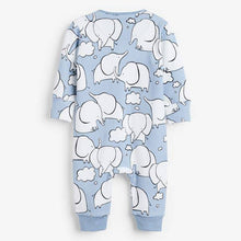 Load image into Gallery viewer, Blue 2 Pack Elephant Zip Sleepsuits (0mths-3yrs) - Allsport
