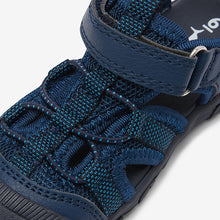 Load image into Gallery viewer, Navy Bump Toe Trekker Sandals (Younger Boys)
