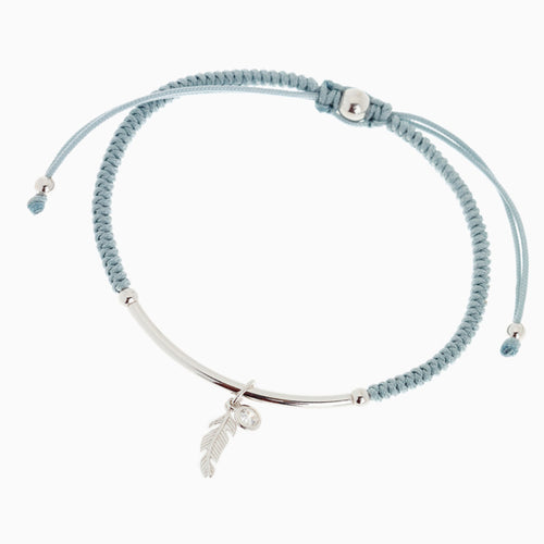 Sterling Silver Feather Charm Pully Bracelet - Allsport