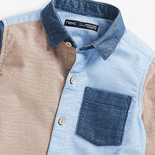 Load image into Gallery viewer, Blue/Neutral Spliced Cord Long Sleeve Shirt (3mths-5yrs) - Allsport
