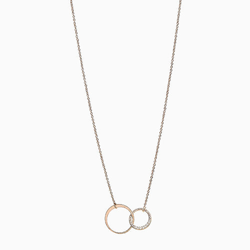 Rose Gold Tone 'Just For You' Pavé Circle Necklace - Allsport
