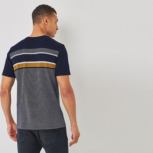Navy/Tan Block Regular Fit Soft Touch T-Shirt