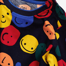 Load image into Gallery viewer, Black/Orange/Blue Smiley Face 2 Pack Cosy Fleece Pyjamas (12mths-12yrs) - Allsport

