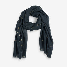 Load image into Gallery viewer, Charcoal Grey Dandelion Foil Print Lightweight Scarf - Allsport
