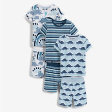 Load image into Gallery viewer, Blue Dinosaur 3 Pack Short Pyjamas (12mths-6yrs) - Allsport
