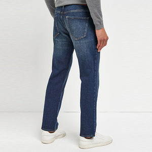 Blue Straight Fit Belted Jeans