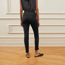 Load image into Gallery viewer, Black Elastic Back Skinny Zip Detail Trousers
