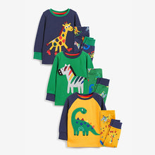 Load image into Gallery viewer, Blue/Green/Yellow Animals Snuggle Pyjamas 3 Pack (12mths-6yrs)
