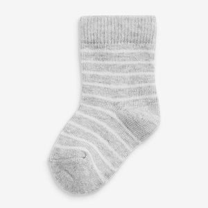 Grey/White Baby 5 Pack Cotton Rich Born In 2021 Socks (0-12mths) - Allsport