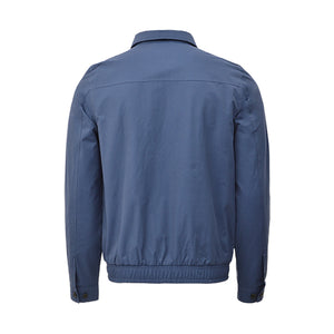 Mid Blue Shower Resistant Collared Harrington Jacket