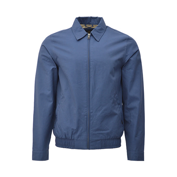 Mid Blue Shower Resistant Collared Harrington Jacket