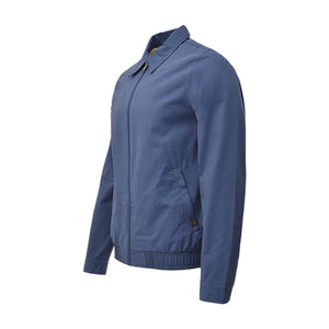 Mid Blue Shower Resistant Collared Harrington Jacket