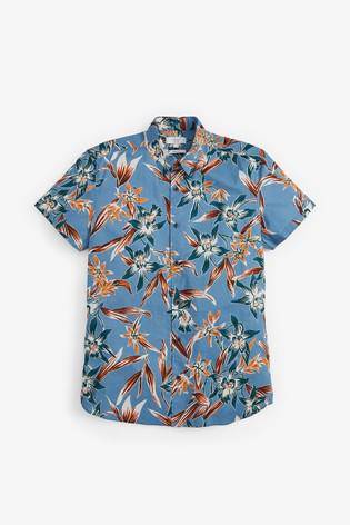 Blue Floral Print Shirt - Allsport