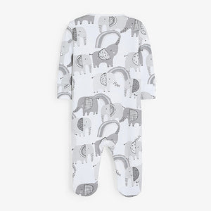 Grey Elephant 3 Pack Sleepsuits (0-18mths) - Allsport